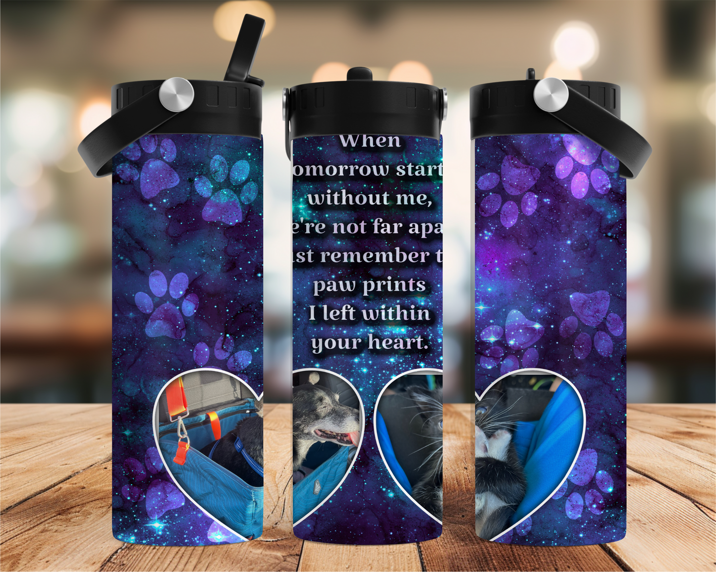 Paw Prints Left within Your Heart Stainless Steel Tumbler (Customizable)