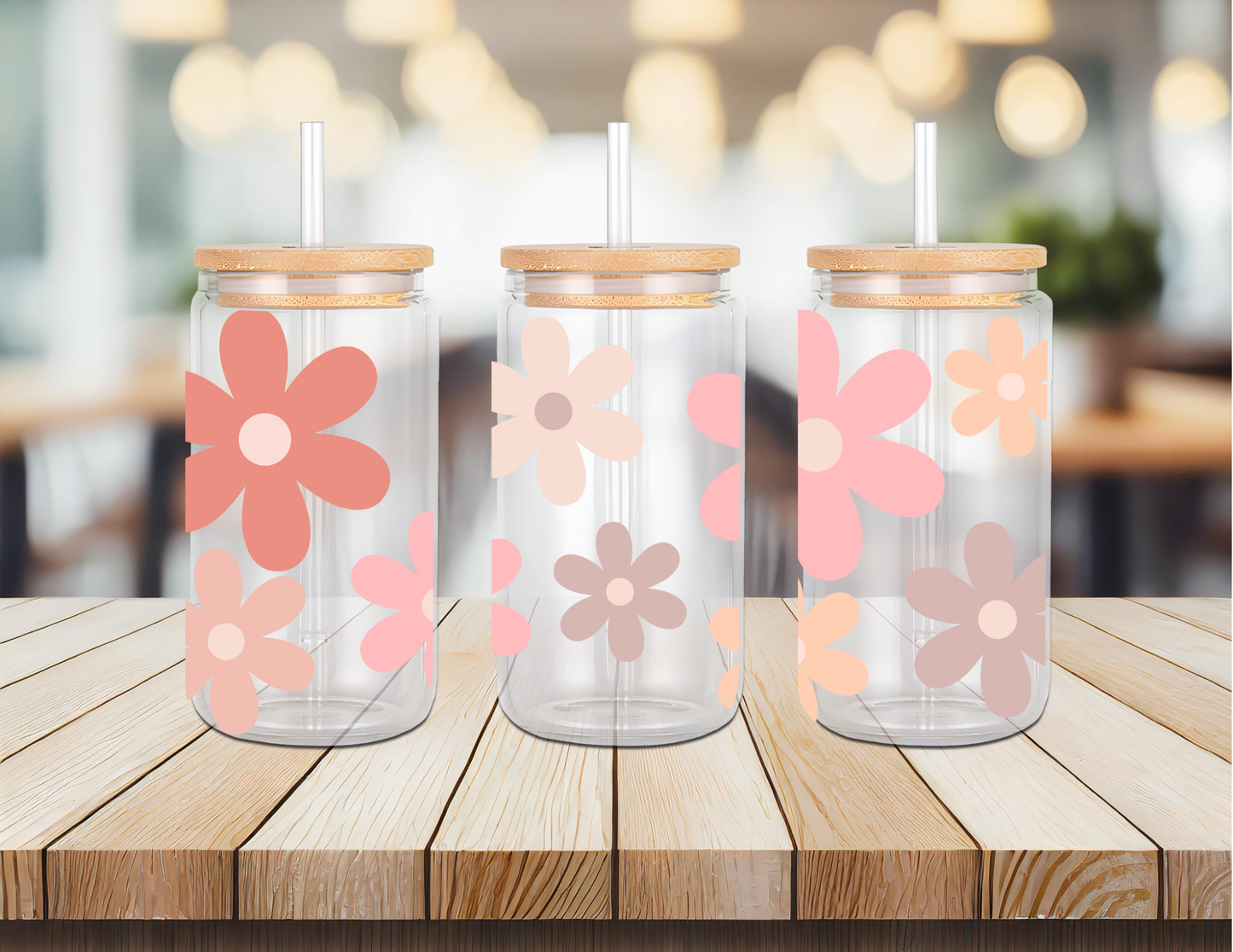 Daisies 16oz Glass Can