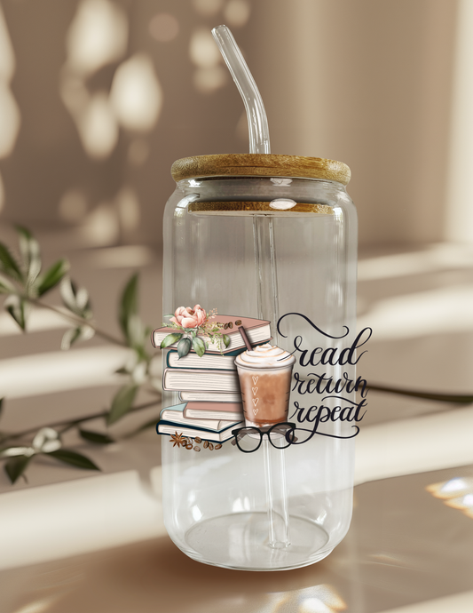Read, Return, Repeat 16oz Glass Can