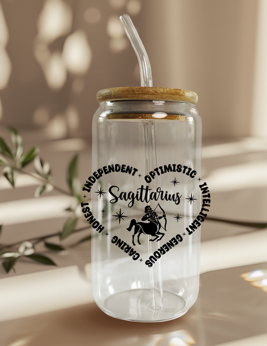 Sagittarius 16oz Glass Can (Color Customizable)