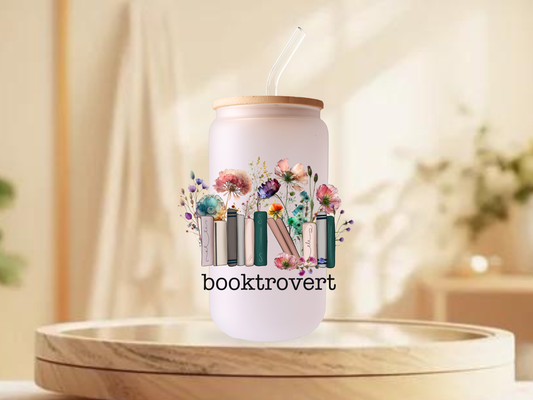 Booktrovert frosted sublimation 16oz Glass Can