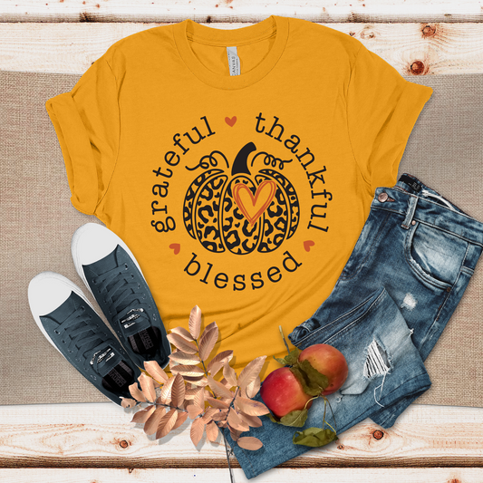 Grateful..Thankful..Blessed T-Shirt (Mustard)