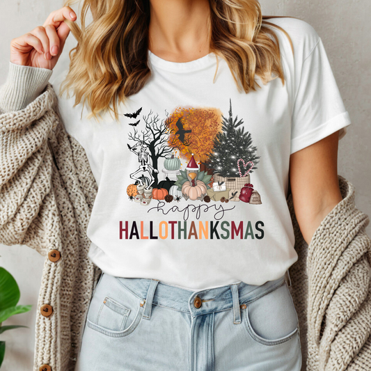 Happy HALLOTHANKSMAS T-Shirt (White)