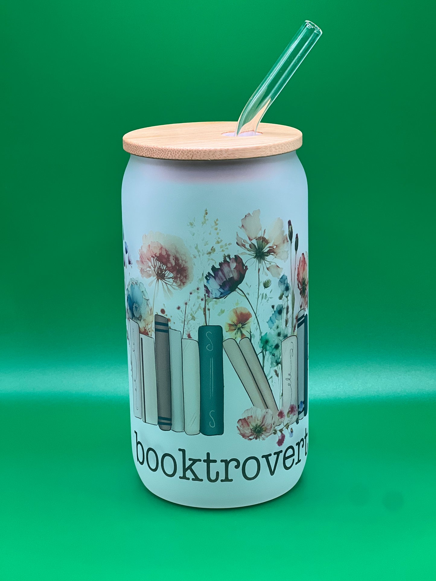 Booktrovert frosted sublimation 16oz Glass Can