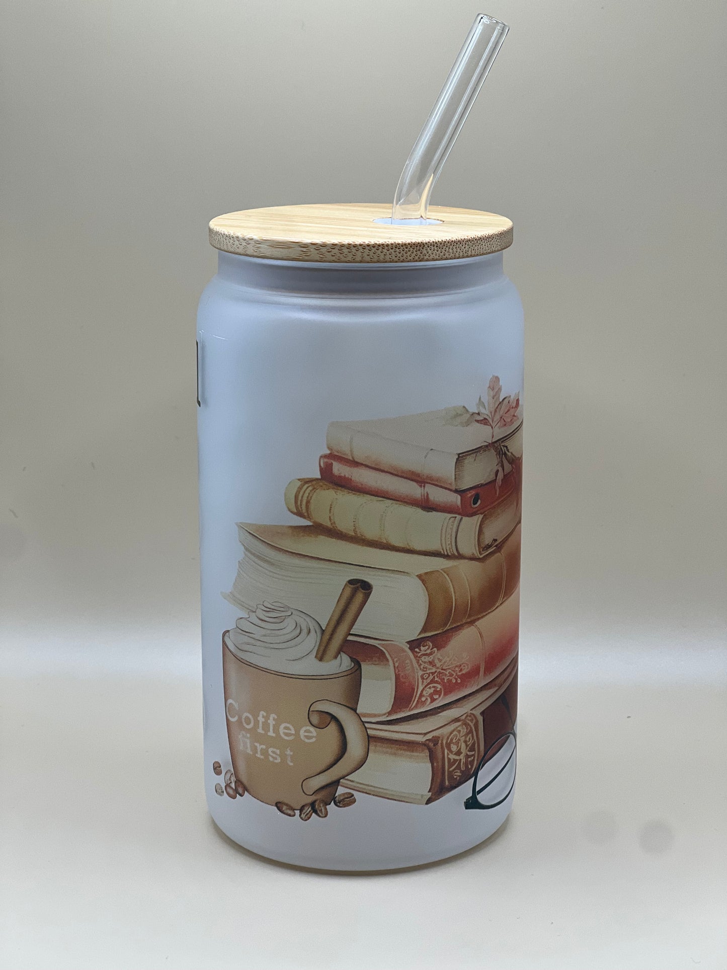 Just a Girl who Loves Books & Coffee frosted sublimation 16oz Glass Can