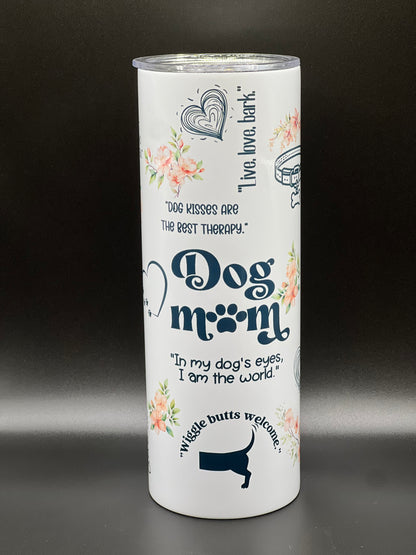 Floral Dog Mom Stainless Steel Tumbler