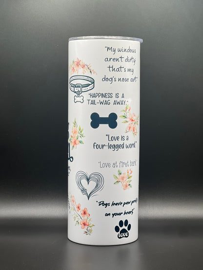 Floral Dog Mom Stainless Steel Tumbler