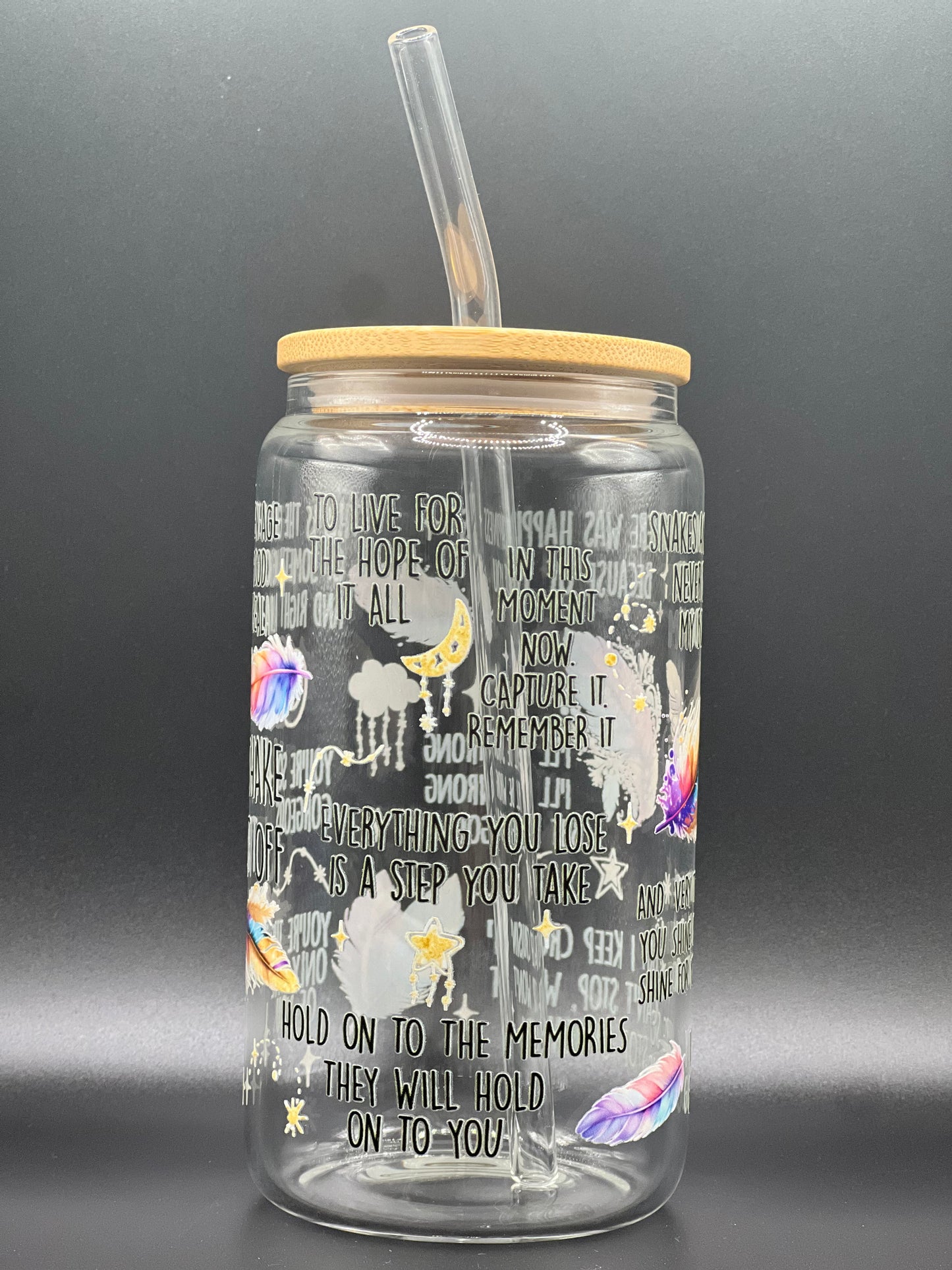 TSwift Affirmations (colorful) 16oz Glass Can