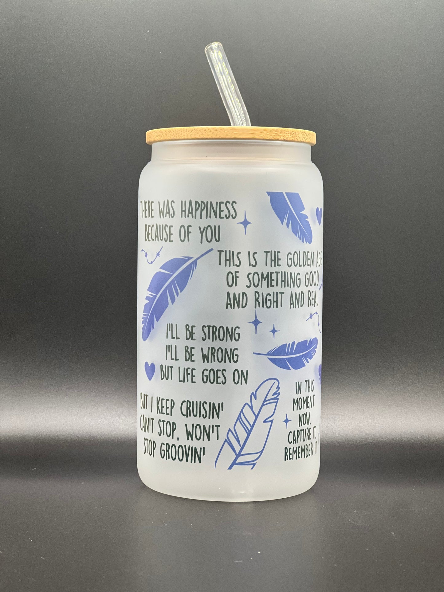 TSwift Affirmations frosted sublimation 16oz Glass Can