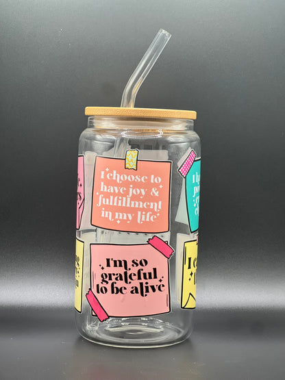 Mental Health Affirmations 16oz Glass Can