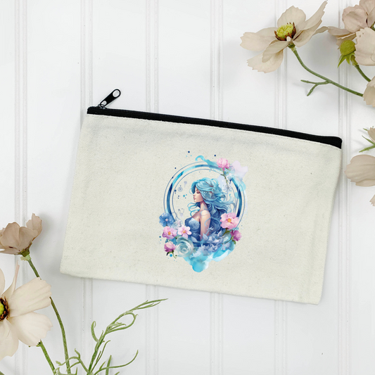 Aquarius Canvas Zipper Pouch