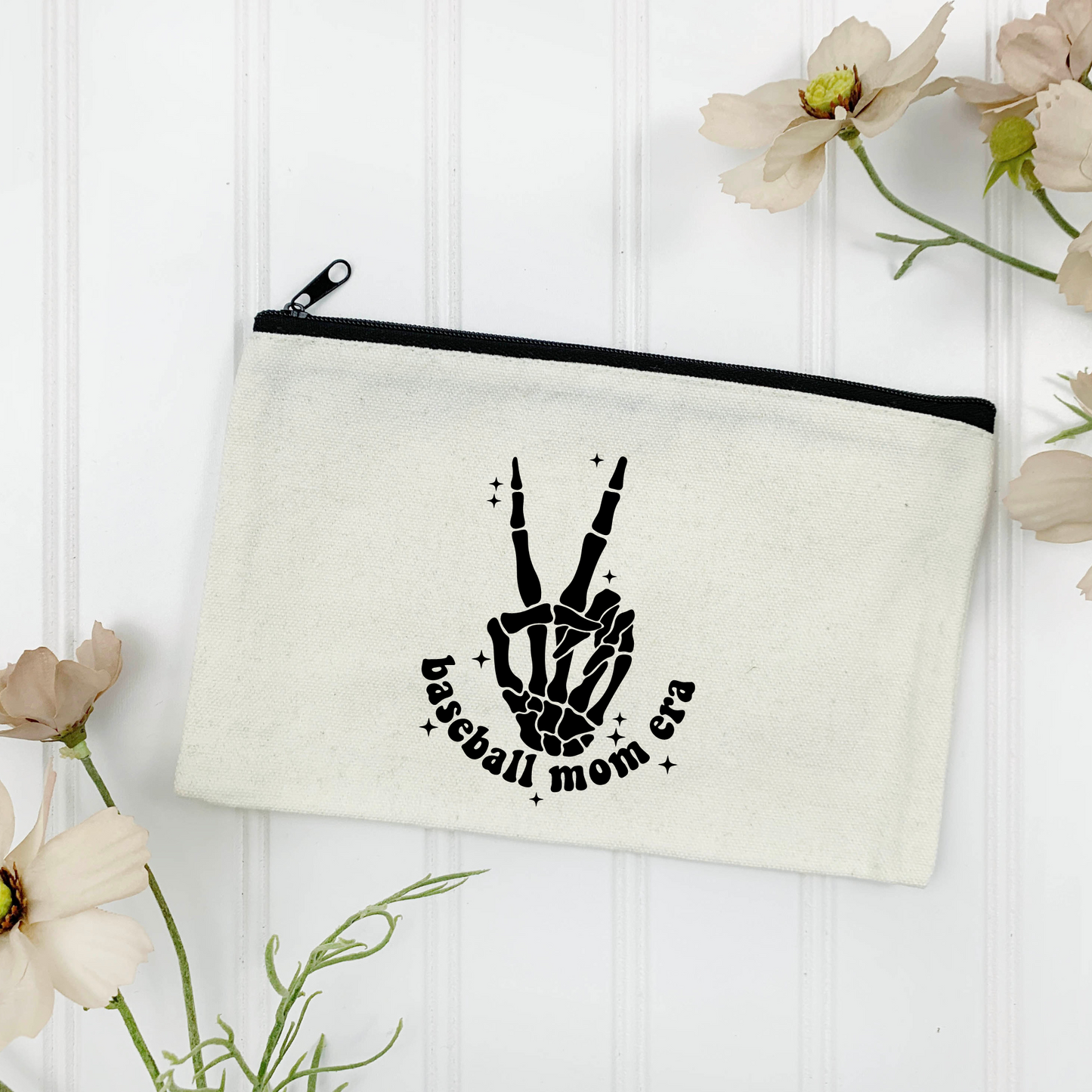 Baseball Mom Era "Skeleton Hand" Canvas Tote Bag - (Color Customizable)