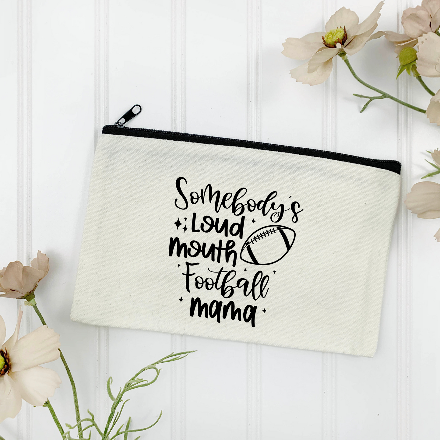 Somebody's Loud Mouth Football Mama Canvas Tote Bag - (Color Customizable)