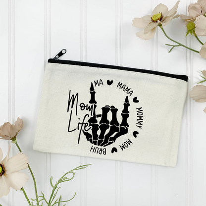 Mom Life "Skeleton Hand" Canvas Tote Bag - (Color Customizable)