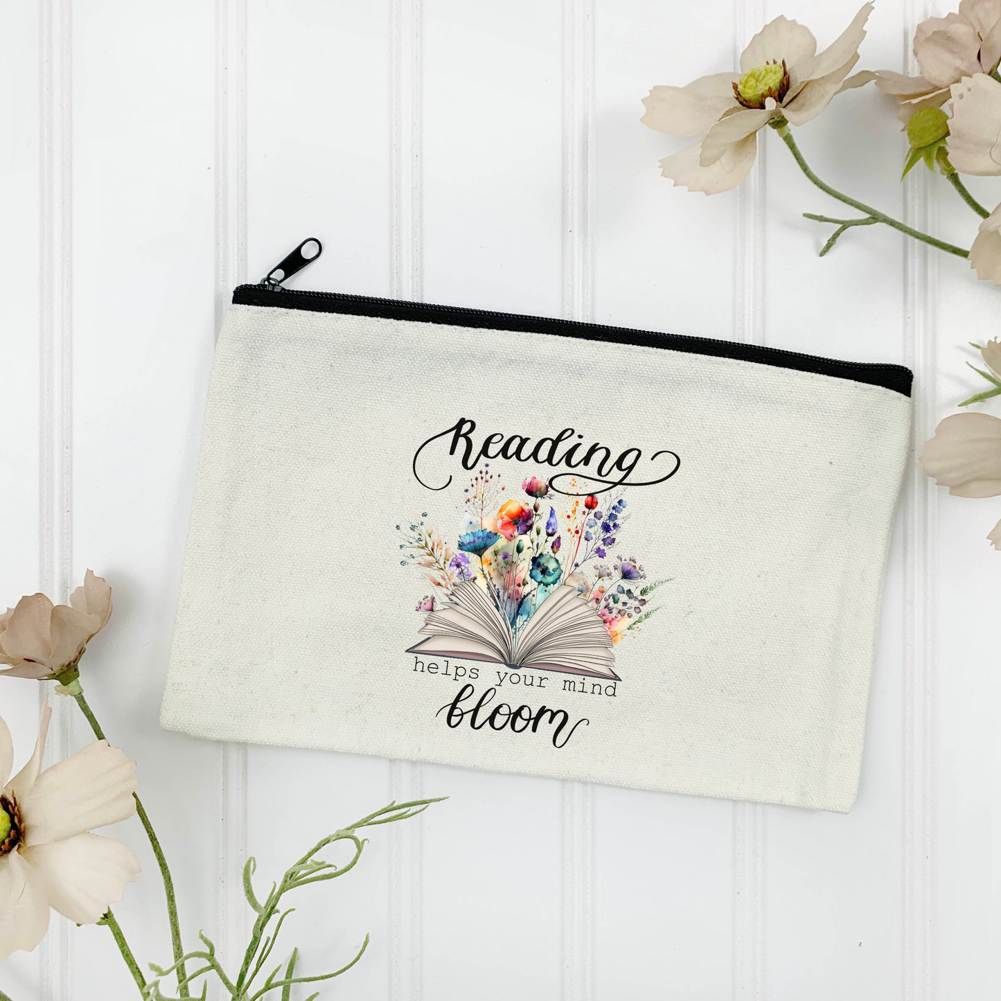 Reading helps your Mind Bloom Canvas Zipper Pouch