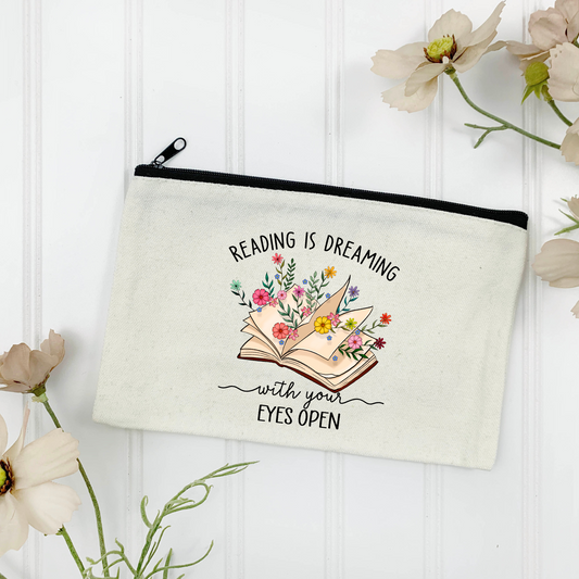 Reading is Dreaming Canvas Zipper Pouch