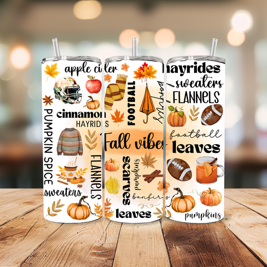 Fall Vibes & Pumpkin Spice Stainless Steel Tumbler