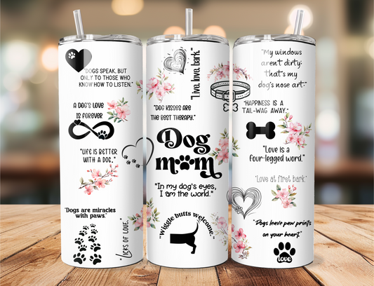Floral Dog Mom Stainless Steel Tumbler