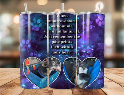 Paw Prints Left within Your Heart Stainless Steel Tumbler (Customizable)