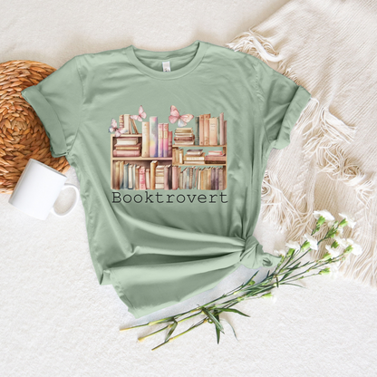 Booktrovert w/Butterflies T-Shirt (Sage)