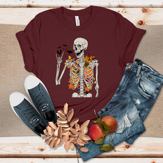 The Fall Skeleton T-Shirt (Maroon)