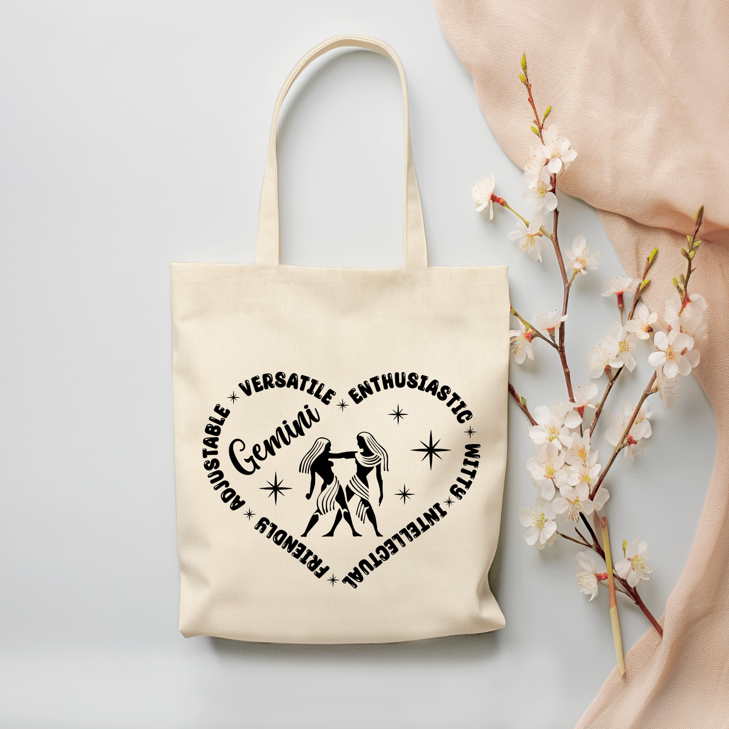 Gemini "Traits" Canvas Tote Bag - (Color Customizable)