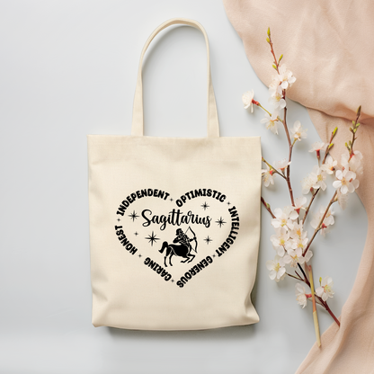 Sagittarius "Traits" Canvas Tote Bag - (Color Customizable)