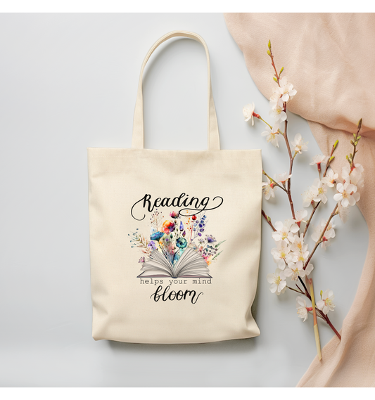 Reading helps your Mind Bloom Canvas Tote Bag