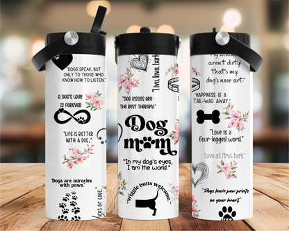 Floral Dog Mom Stainless Steel Tumbler